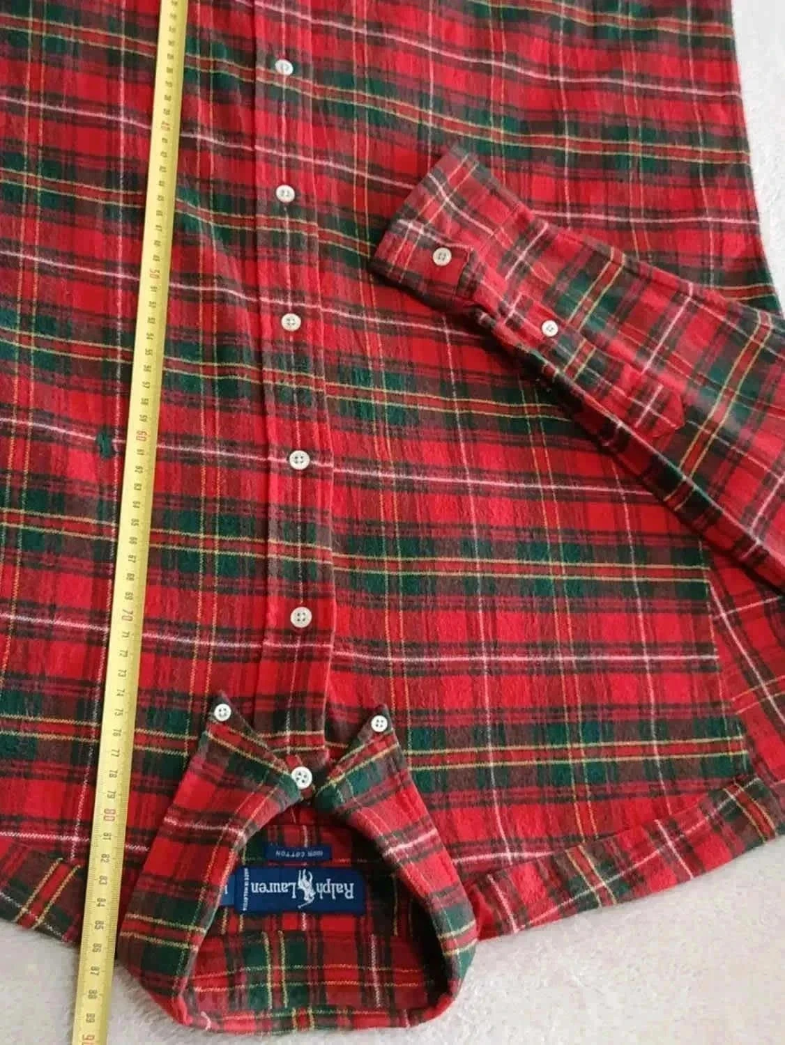 Camisa Ralph Lauren de cuadros de franela roja y verde Vintage talla L – photo 10